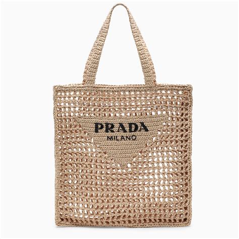 prada milano crochet tote bag|large prada leather tote.